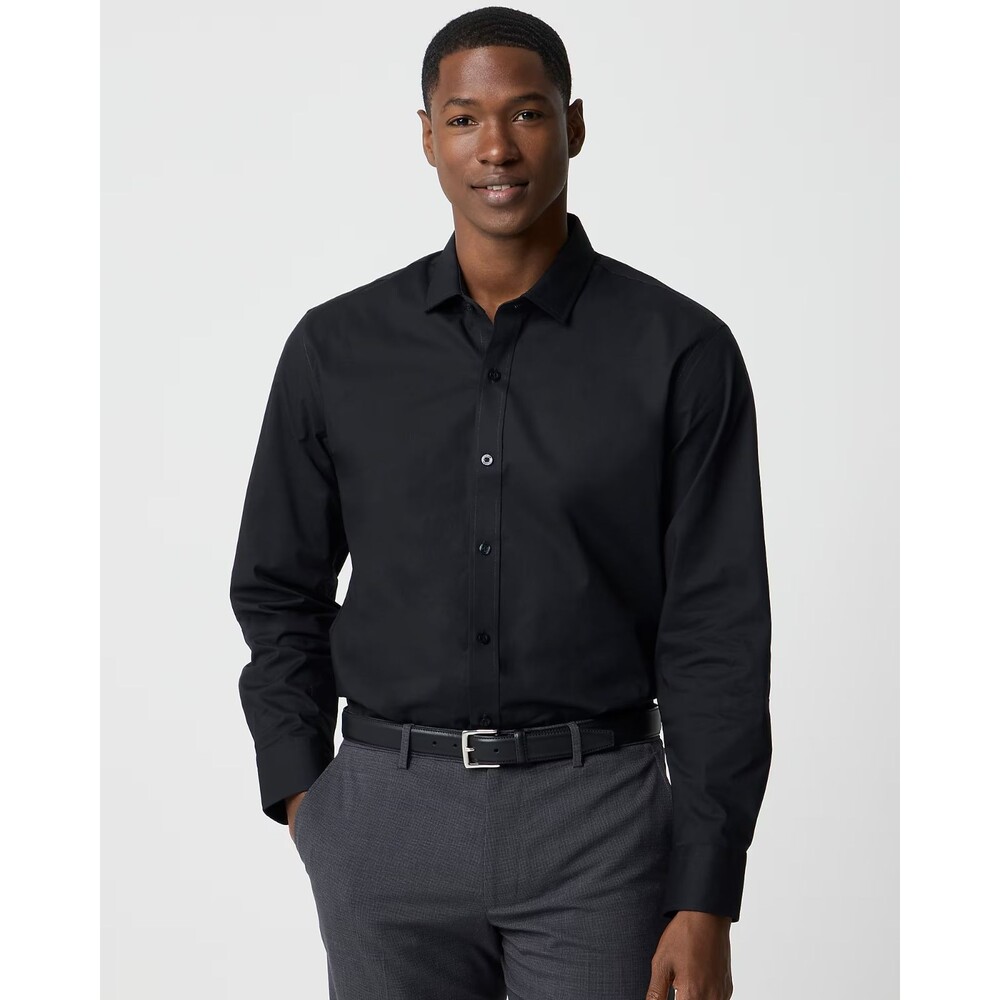 J.CREW Men's Wrinkle Free Dress Shirt XXL 18-18.5 Slim Black Long Sleeve NWT B18